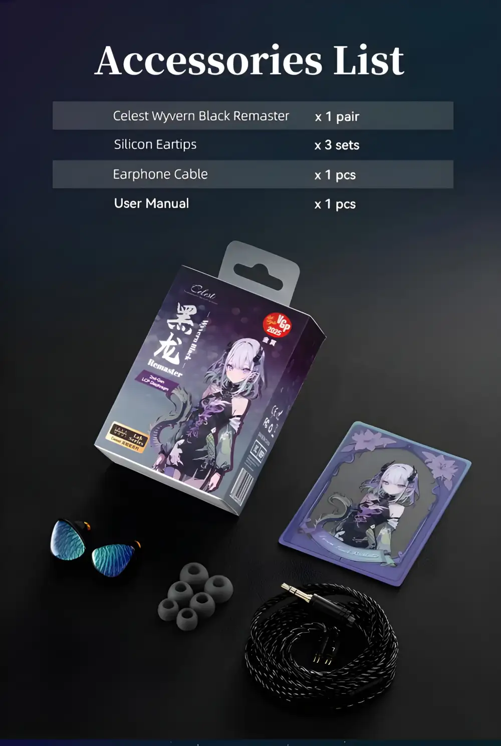 Kinera Wyvern Black Remaster IEM Headphones – LCP 2.0 Dynamic Driver & Mic