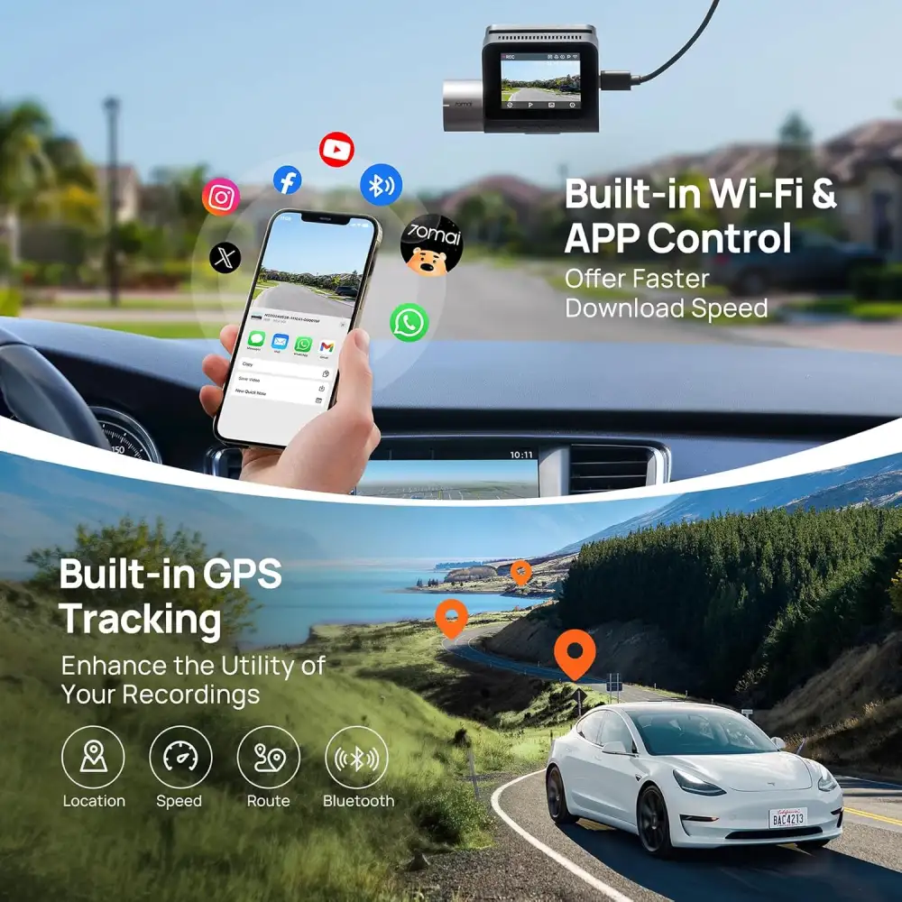 70Mai A510 dual camera system for clear front and rear