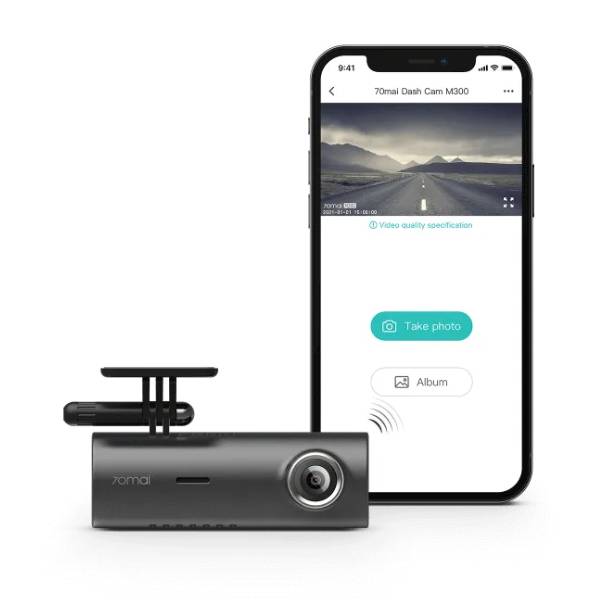 70mai M300 Car Recorder Dash Cam 1296P 140 FOV WDR App Control Dashcam (Global Version)