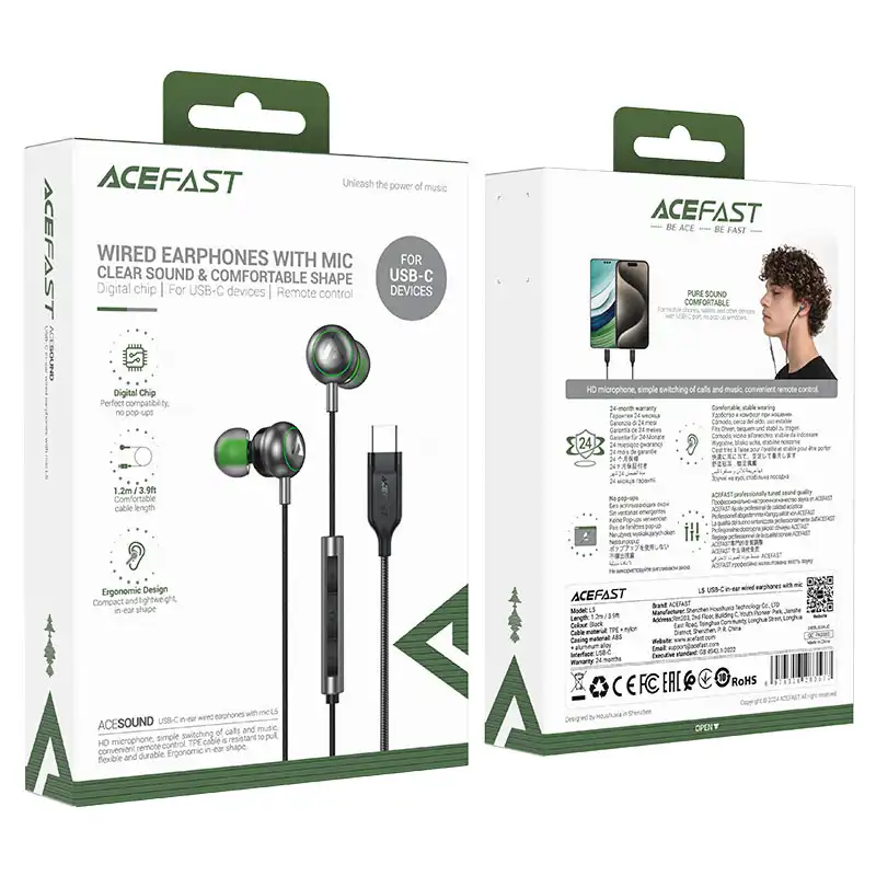 ACEFAST L5 USB-C Wired In-Ear Earphones with HD Mic and Deep Bass