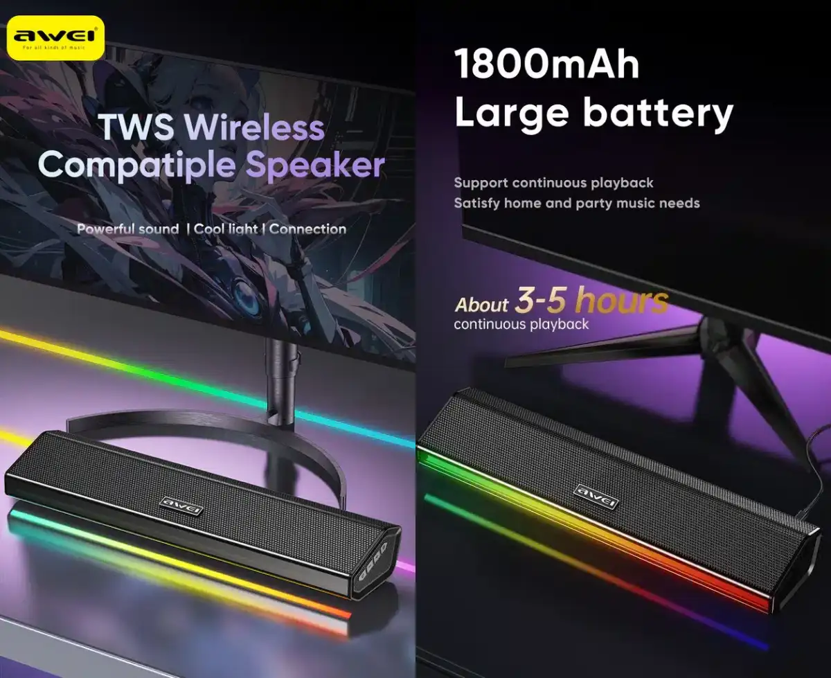 Awei KA51 12W TWS wireless speaker with RGB lights