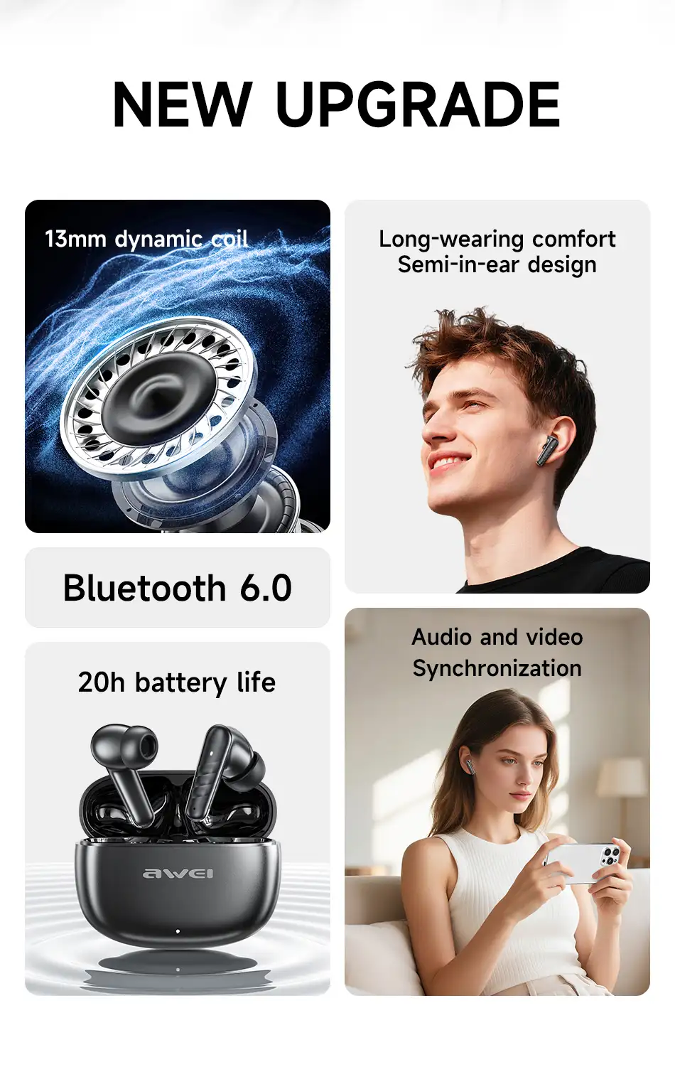 AWEI T108 True Wireless Gaming Bluetooth Headset