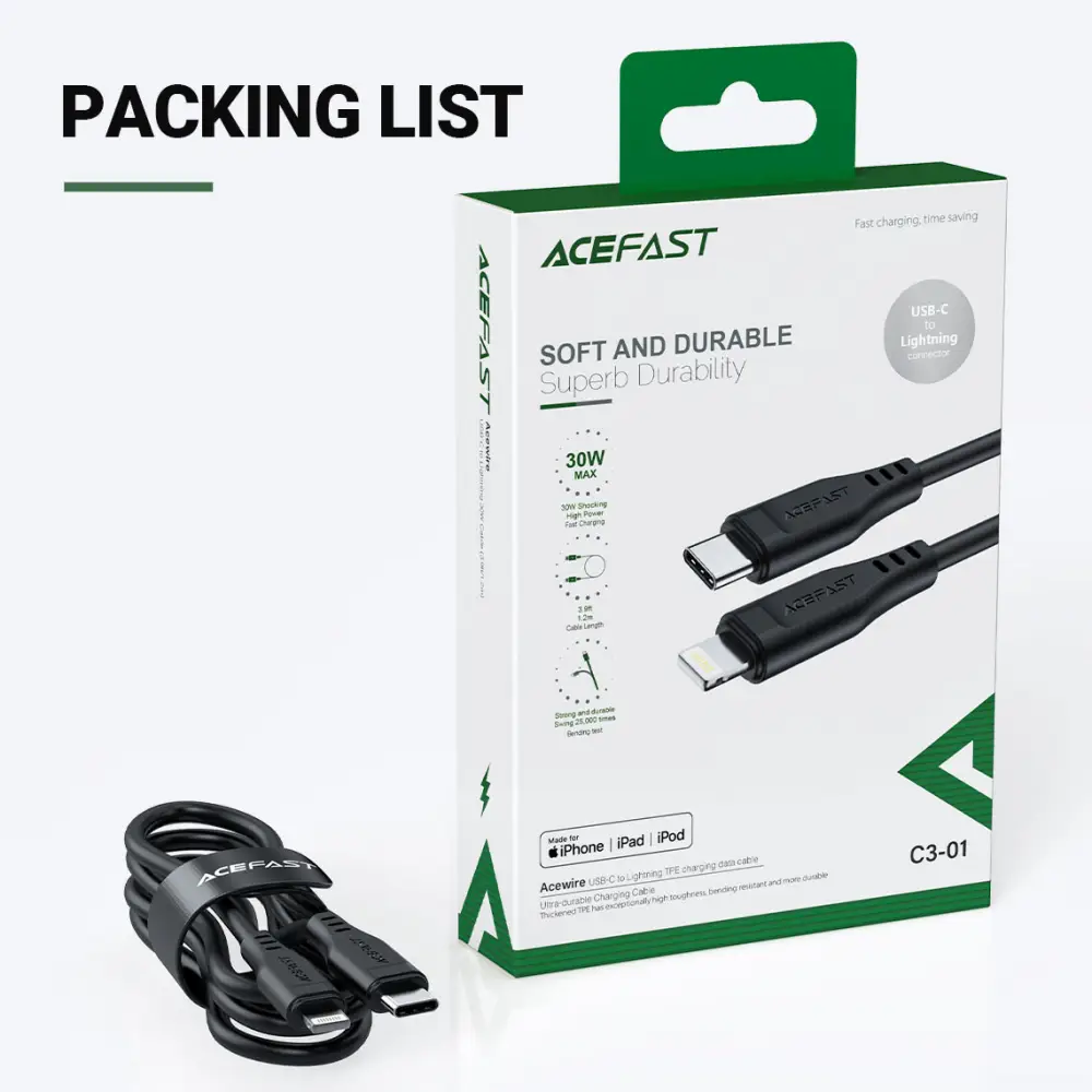 Acefast C3-01 USB-C to Lightning Charging Data Cable