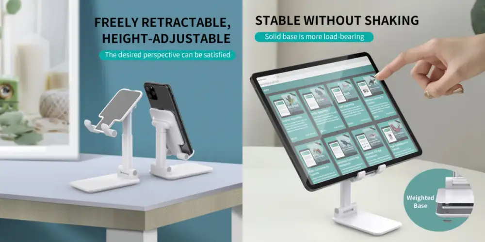 Adjustable Desk Cell Phone & Tablet Stand 4-12.9”– H88-BK