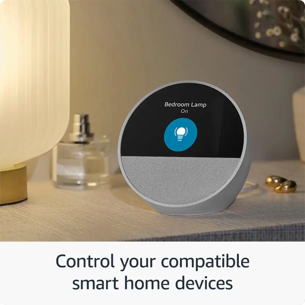 Amazon Echo Spot 2nd Gen touchscreen display and Alexa controls