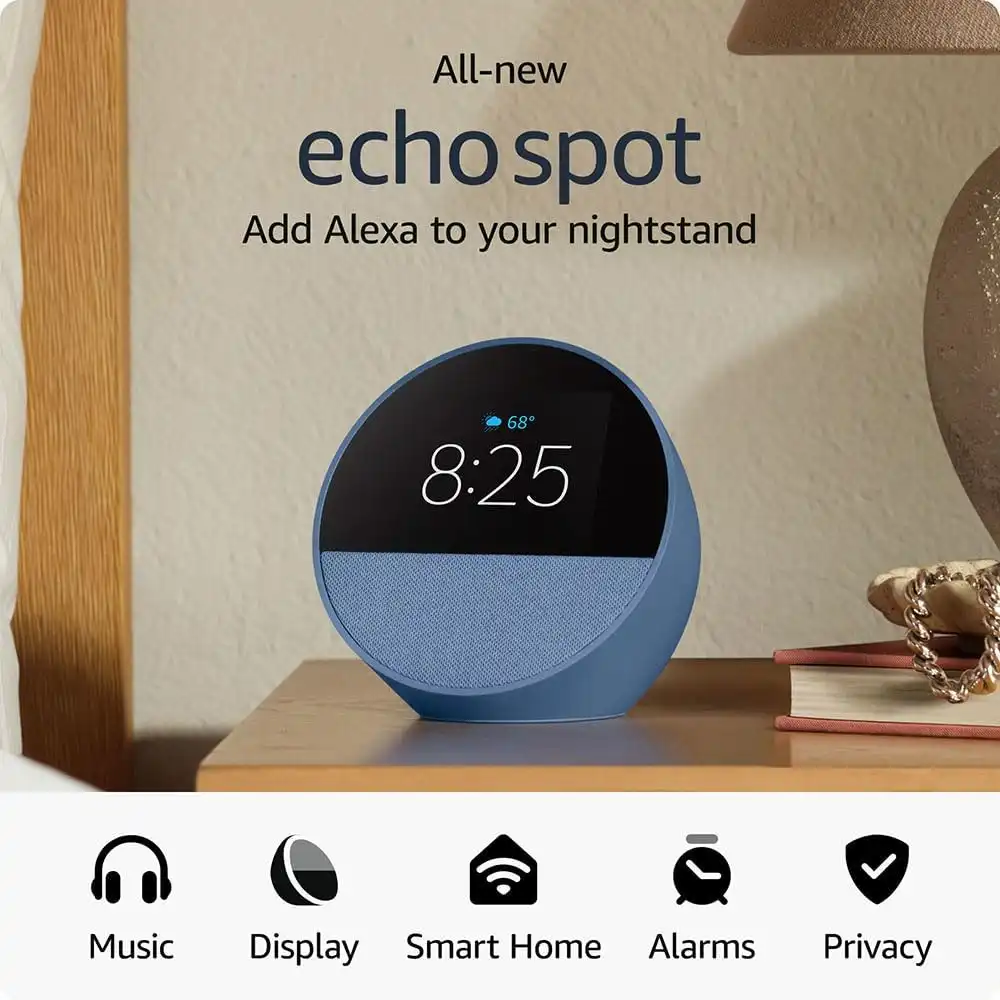 Amazon Echo Spot 2nd Gen Alexa Smart Clock Glacier White Amazon Echo Spot 2nd Gen Alexa Smart Clock in Glacier White