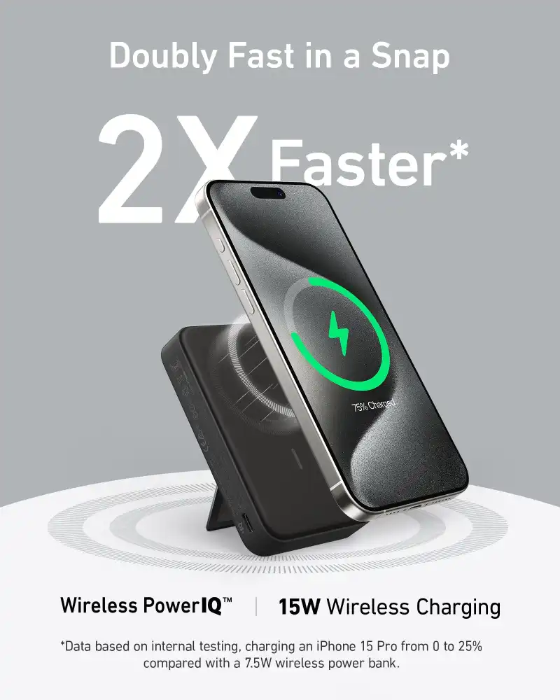 Anker A1654 MagGo 10000mAh Qi2 magnetic power bank with 15W wireless charging