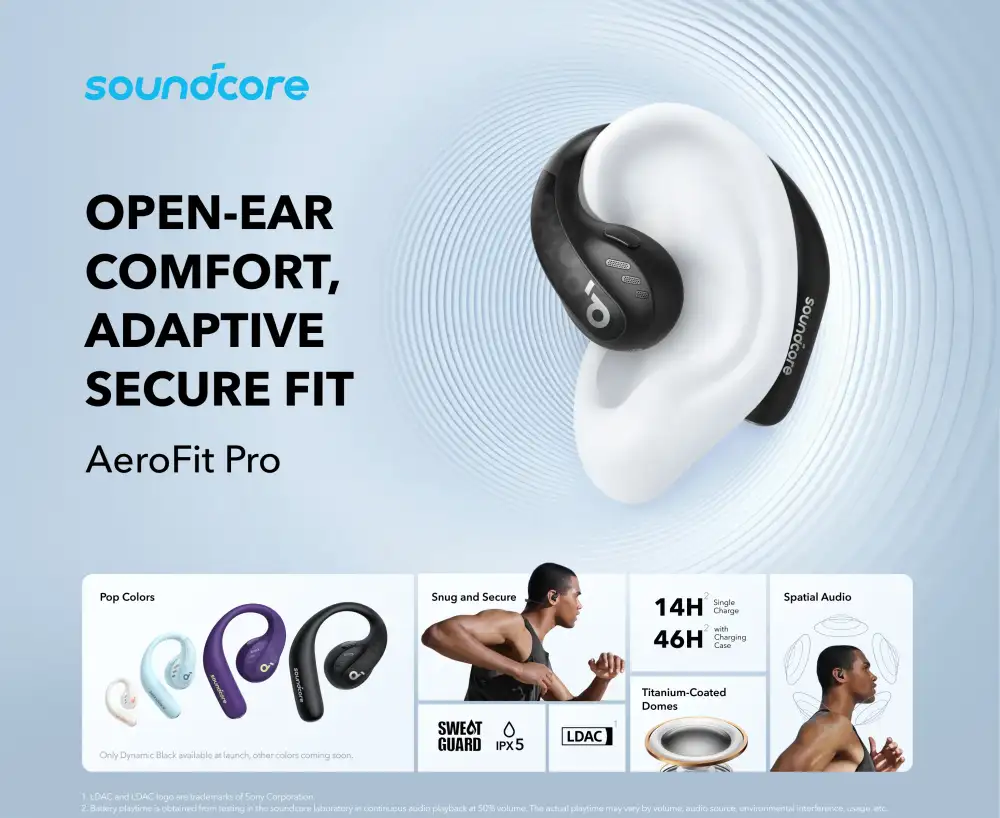 Anker AeroFit Pro Secure Open-Ear Sport Earbuds