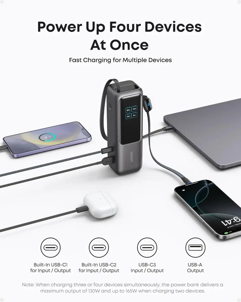 Anker Zolo A1695 165W laptop power bank smart digital display