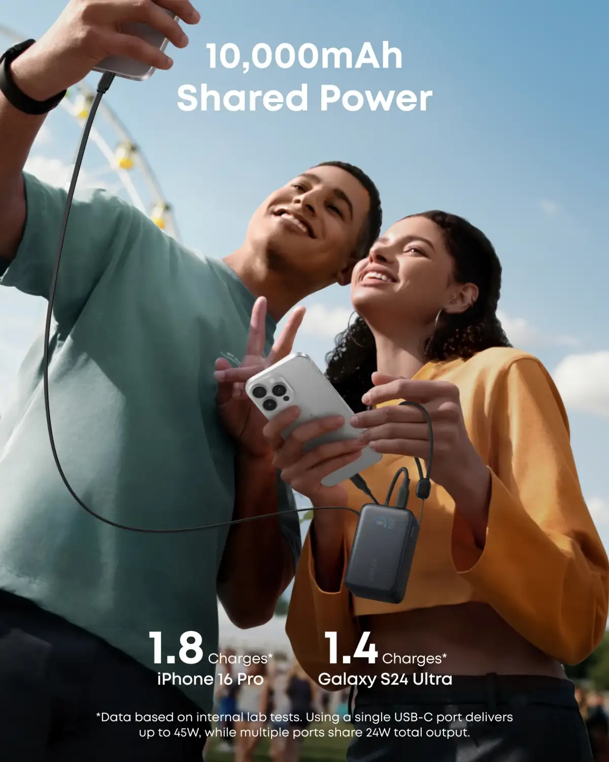 Anker Nano A1638 10000mAh 45W fast charging power bank with digital battery display