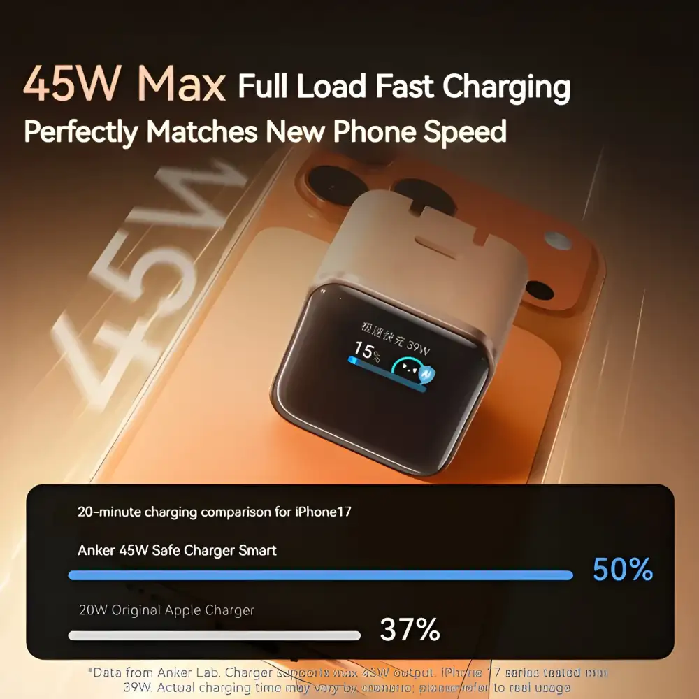 A close-up of the digital display and USB-C port,