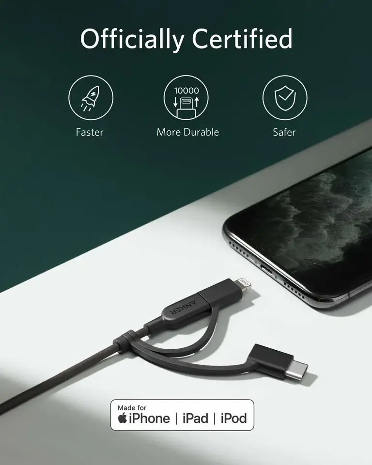 Anker Powerline II USB-A To 3 In 1 Charging Cable - A8436H12
