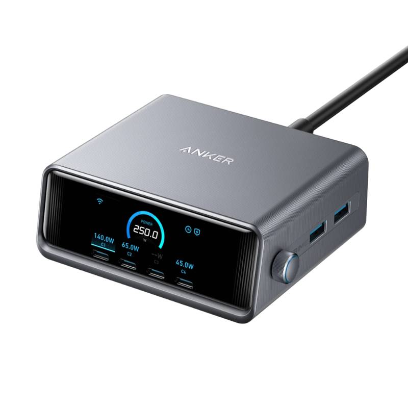 Anker Prime 250W GaN USB-C Charging Station with LCD Display (A2345)