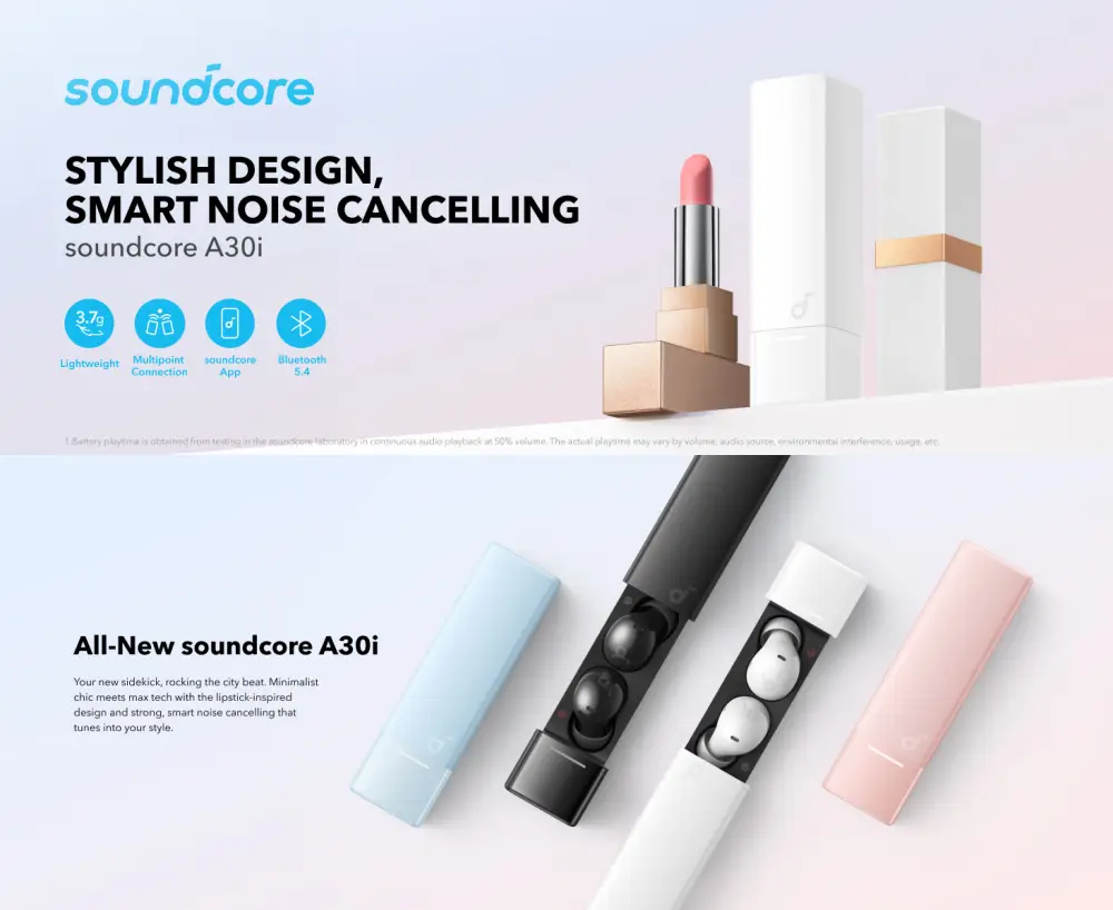 Anker Soundcore A30i wireless earbuds IPX5 water resistant design