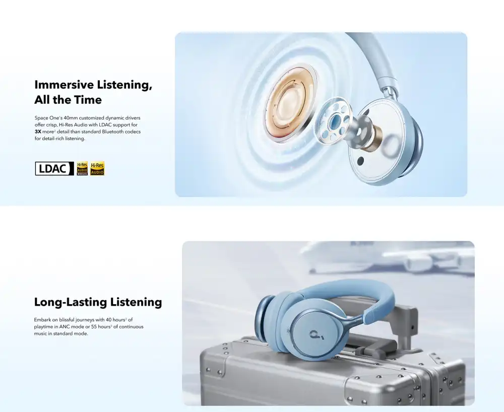 Soundcore Space One Long Battery Life Wireless Headset