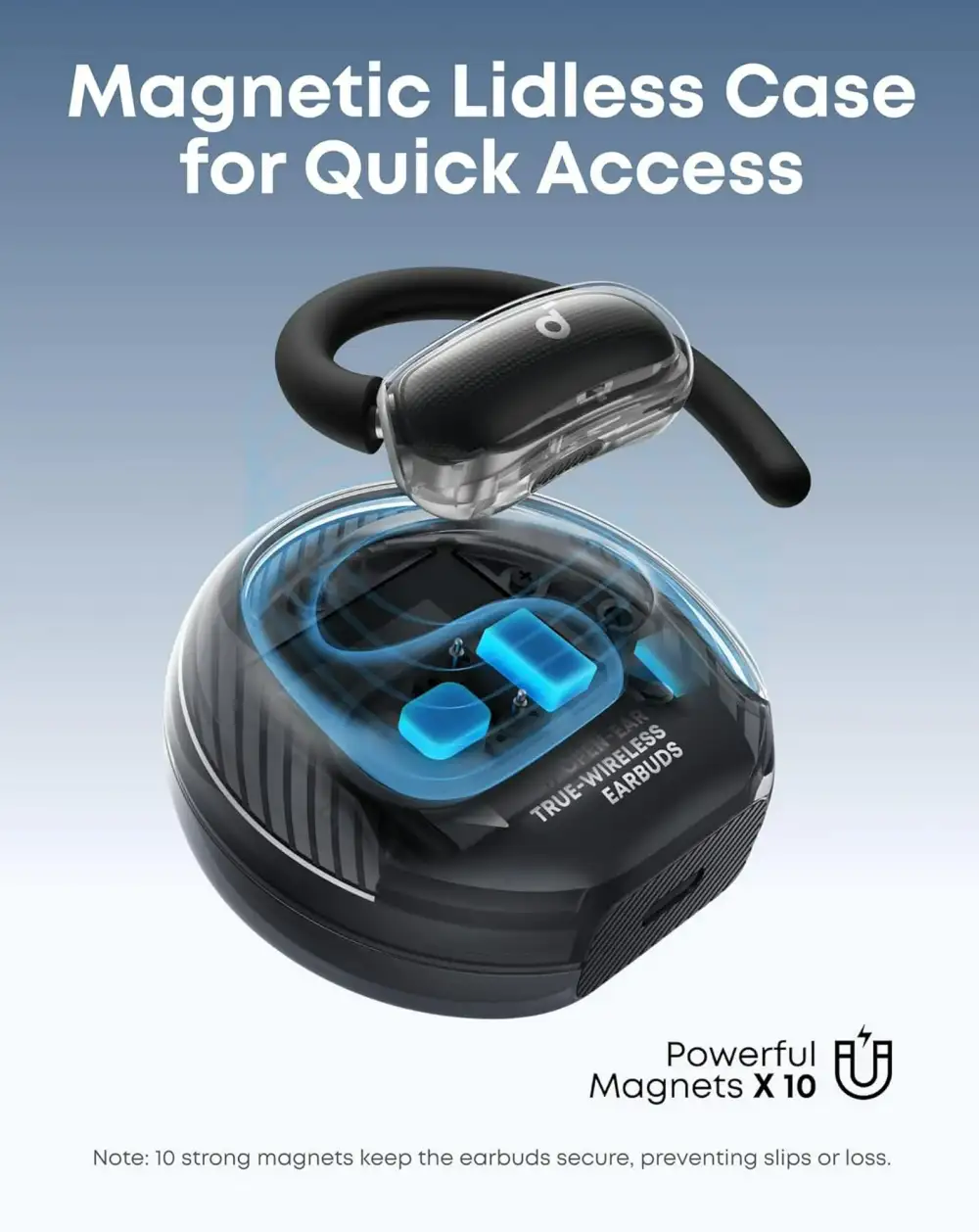 Soundcore V40i open-ear headphones with clear audio and stable fit