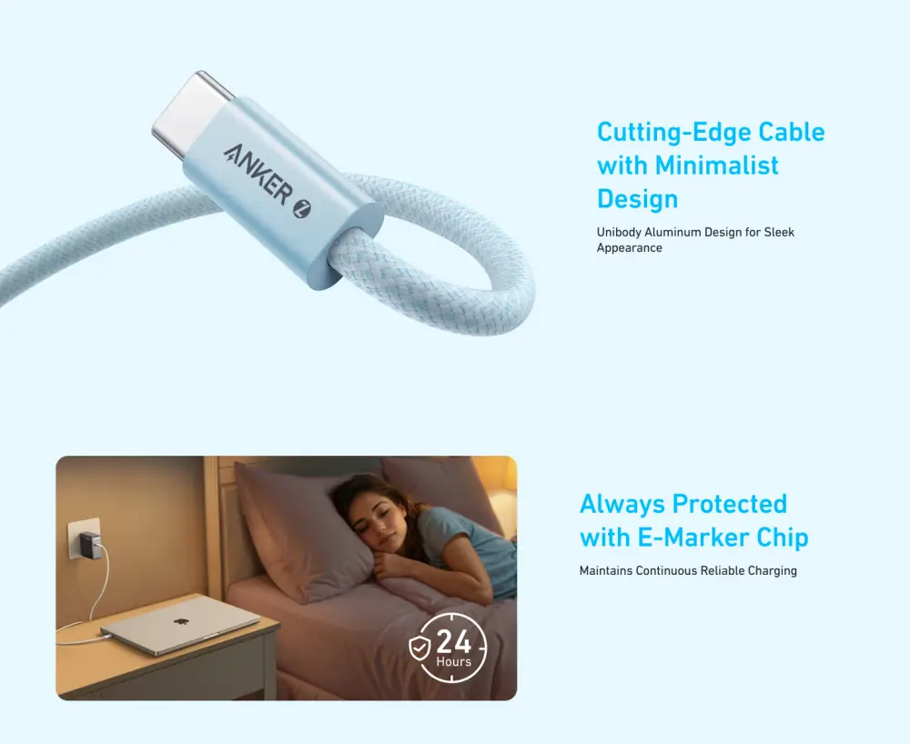 Anker Zolo 240W USB-C Cable 1 Meter for iPhone and MacBook charging