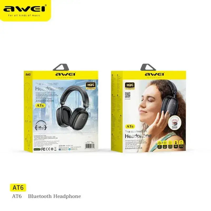 Awei AT6 wireless headphone delivering stereo sound
