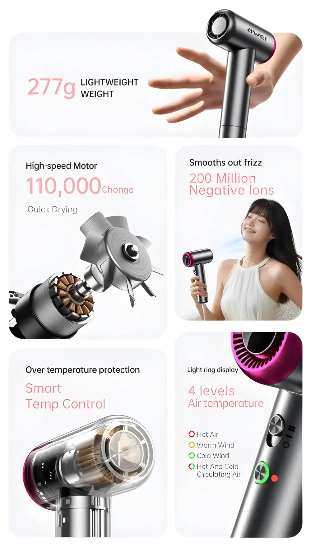 Awei DS-2 Powerful Lightweight Professional Hair Dryer