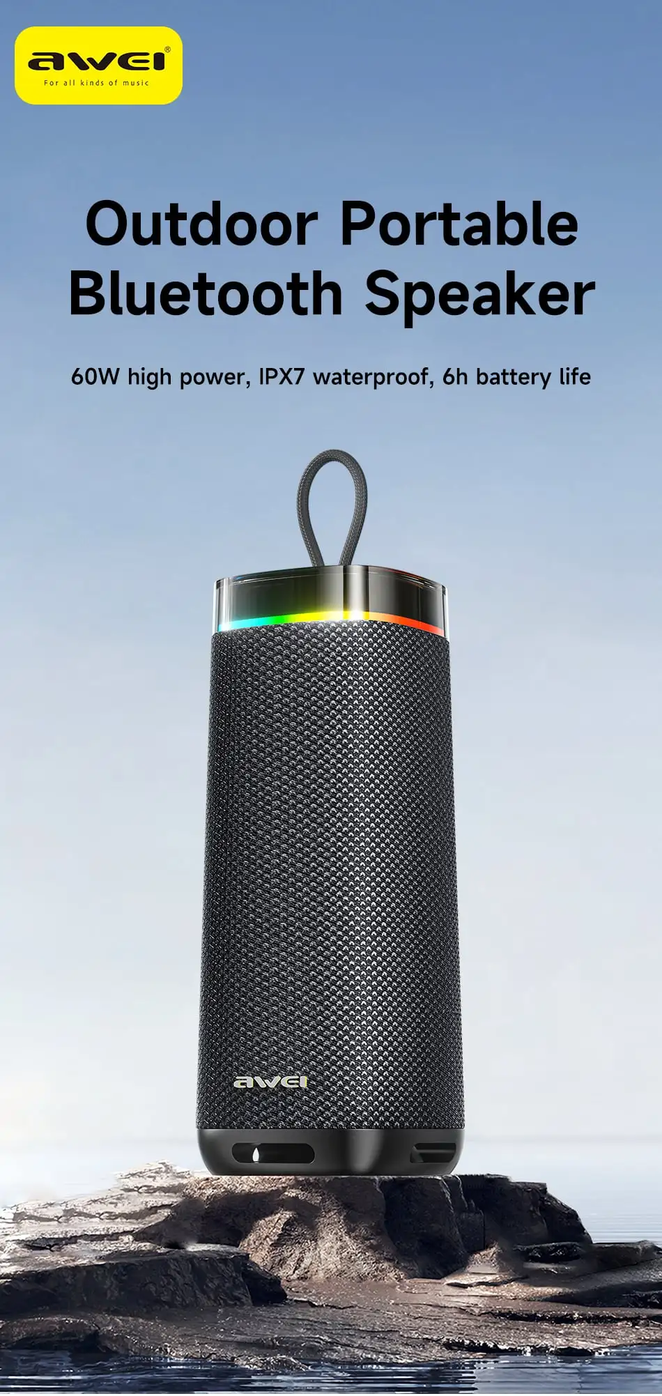 Awei KA66 Waterproof Bluetooth Speaker 60W