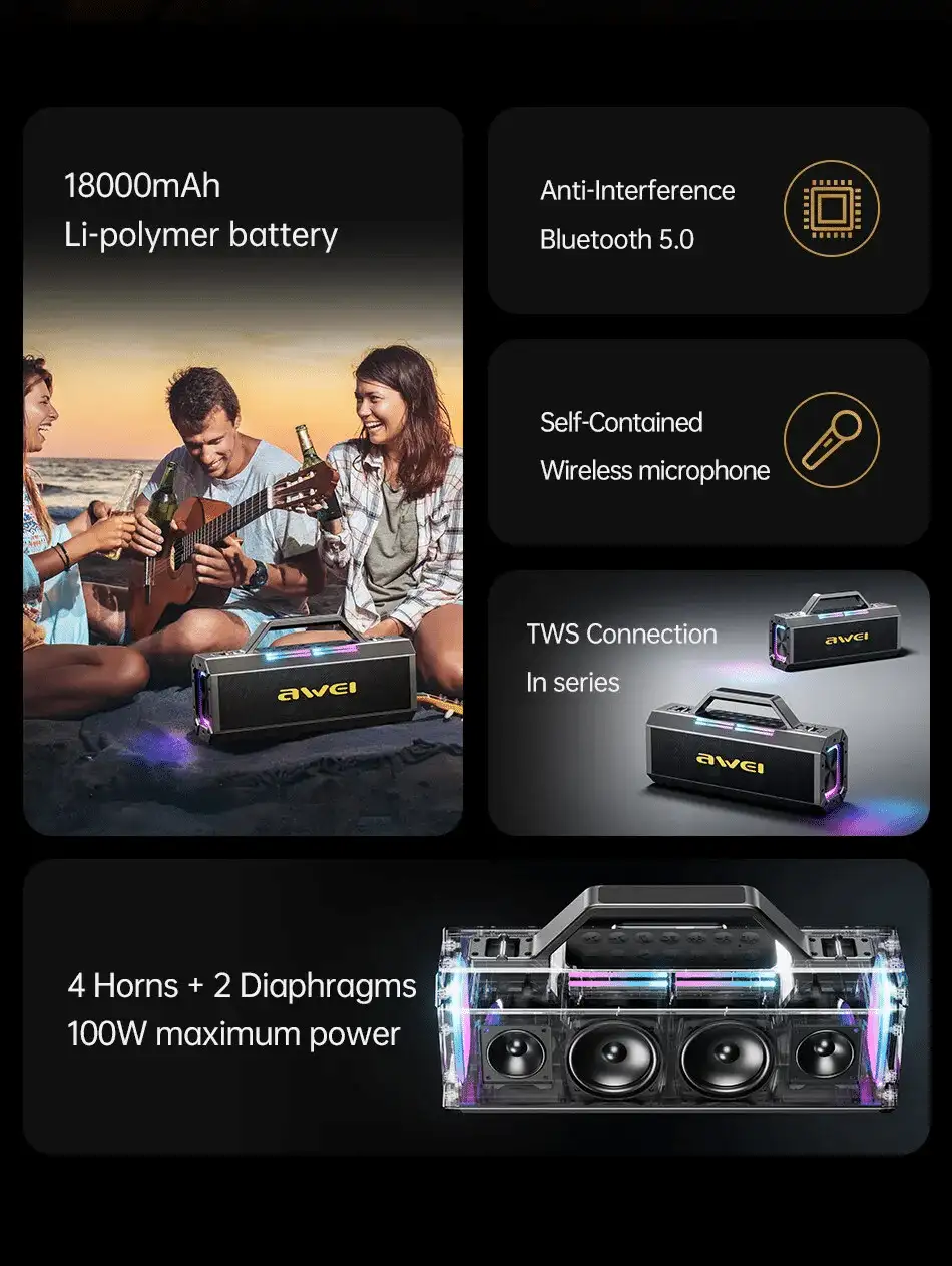 KT8 loud Bluetooth audio ideal for events and functions