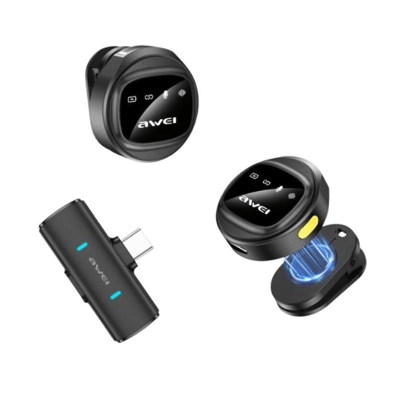 Awei MK3 Magnetic Lavalier Dual Wireless Microphone