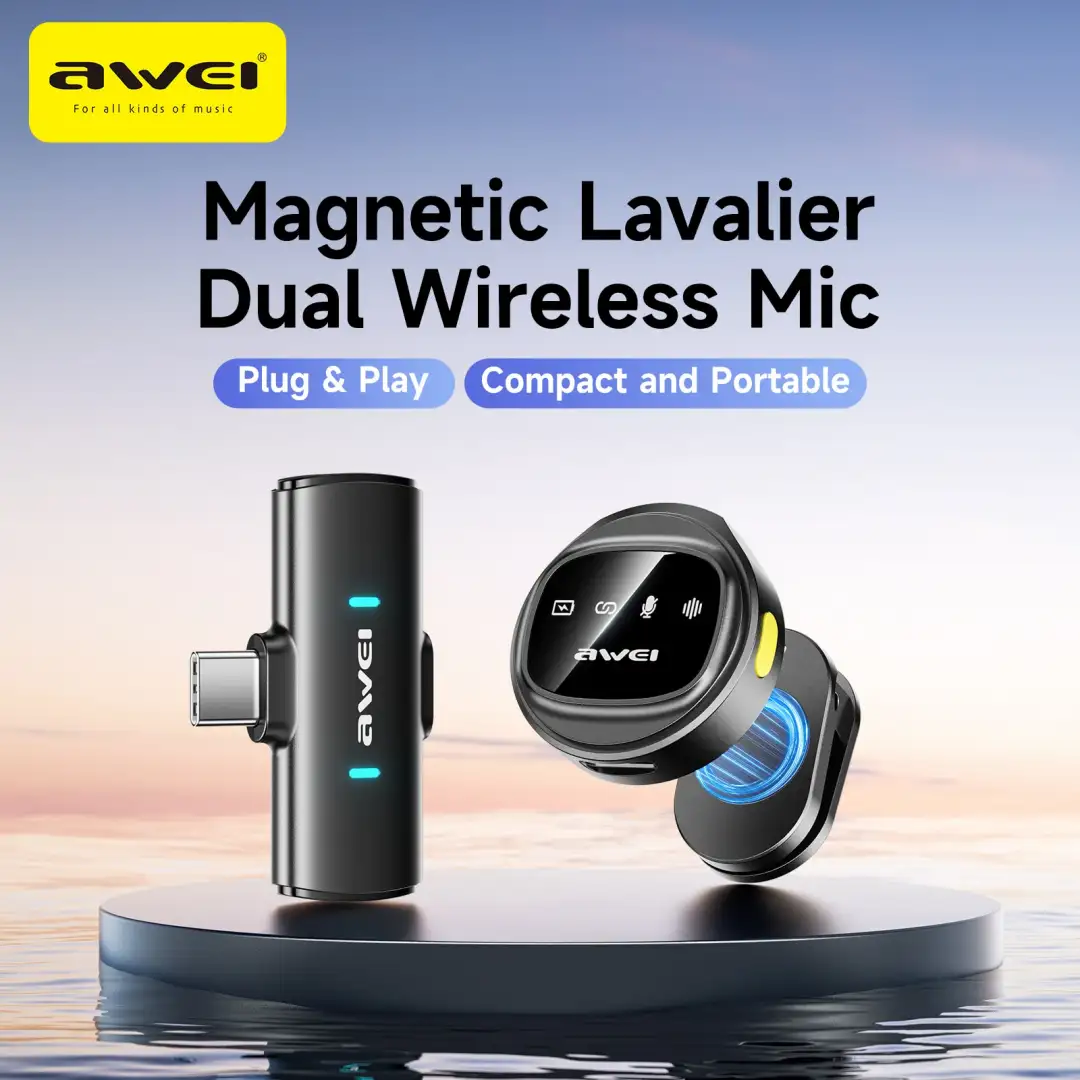 Awei MK3 magnetic lavalier dual wireless microphone kit