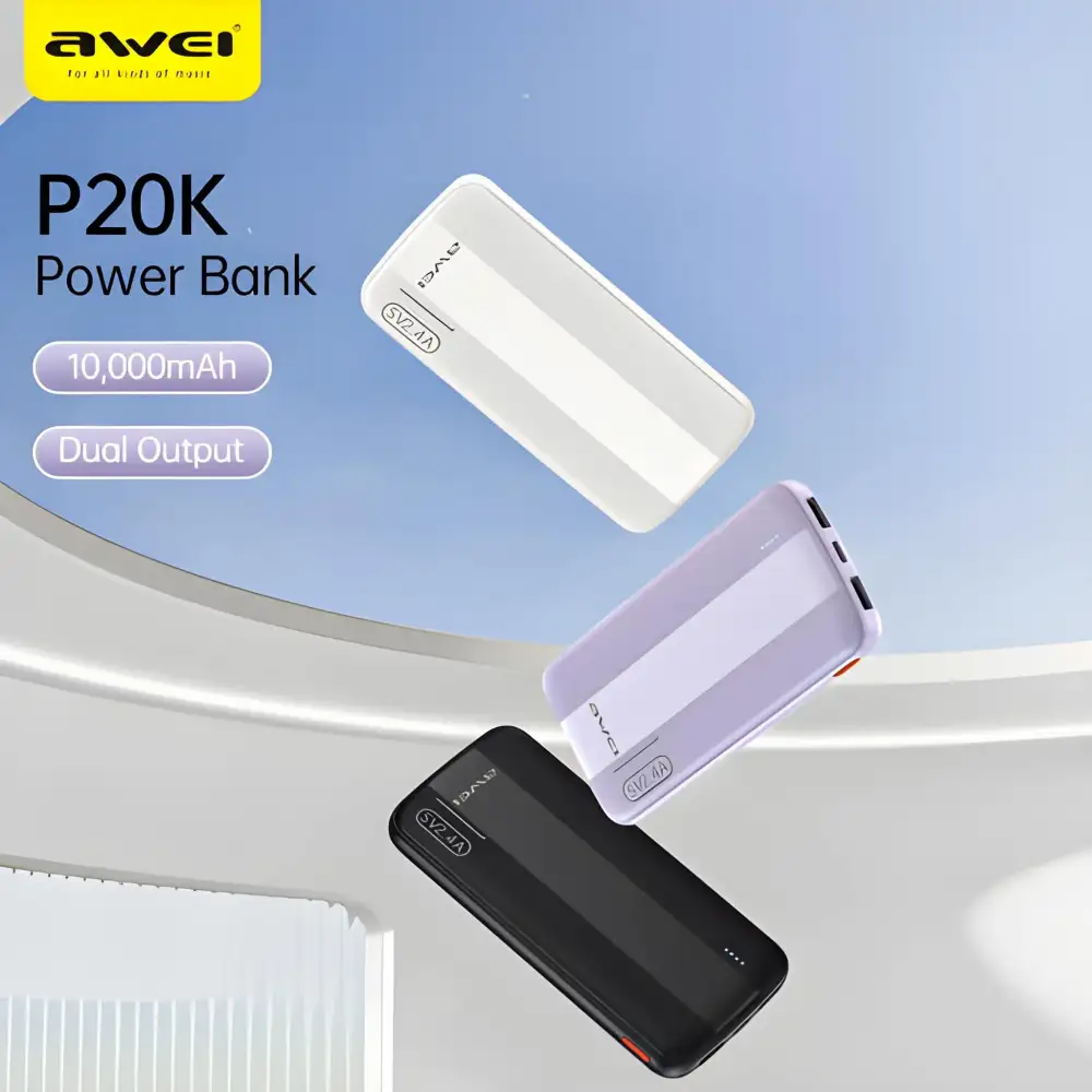 Awei P20K slim 10000mAh power bank with fast charging