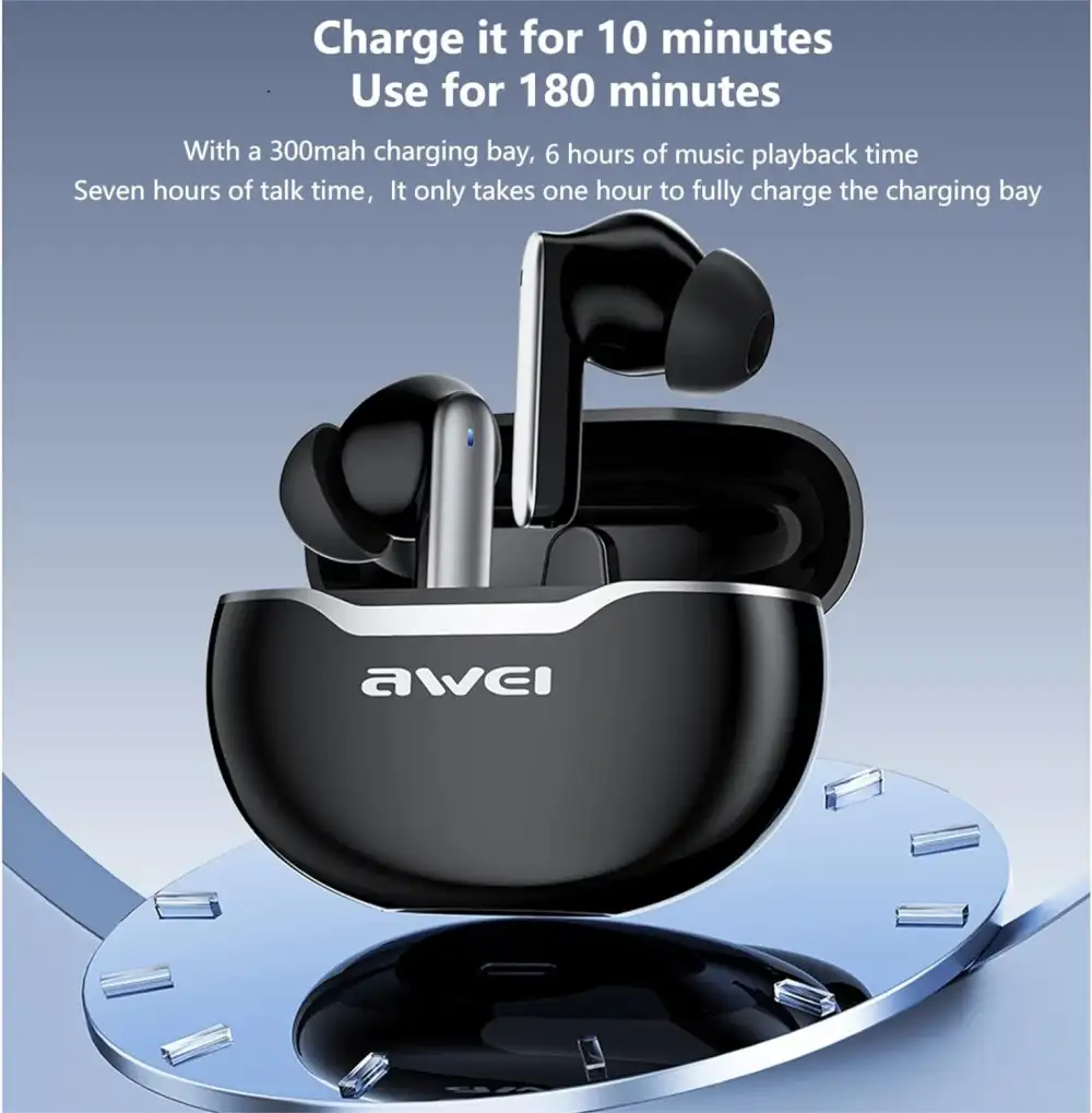 Awei T50 wireless earbuds with rich, clear audio
