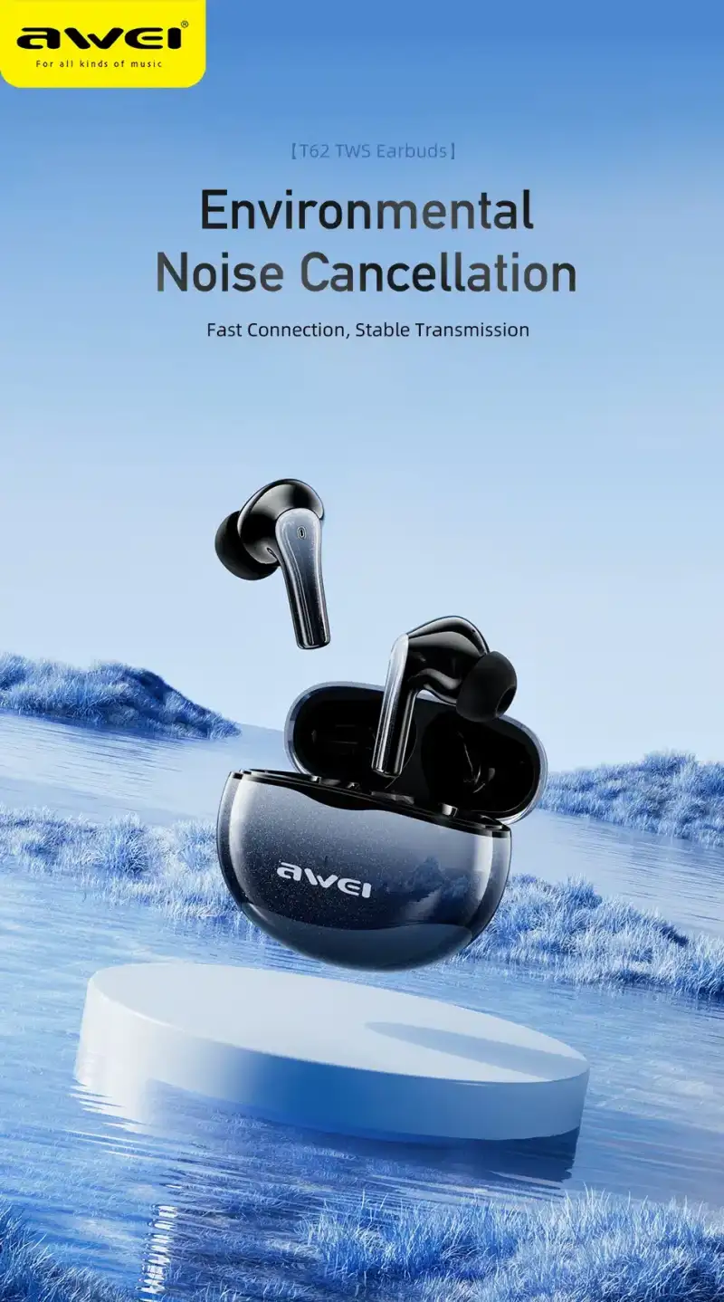Awei T62 ENC earbuds with 4-mic clear calling tech