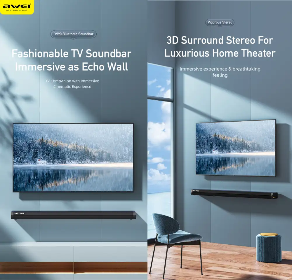 Awei Y990 100W Dual Speakers Home Theater TV Sound Bar