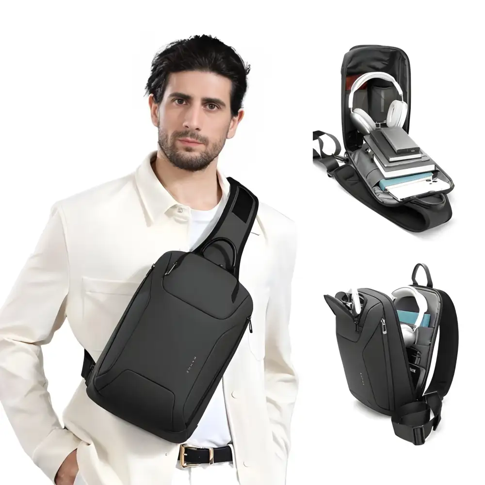 BANGE BG-8031 Men Chest Bag Business Duty Large Capacity Shoulder Crossbody Bag (Black)