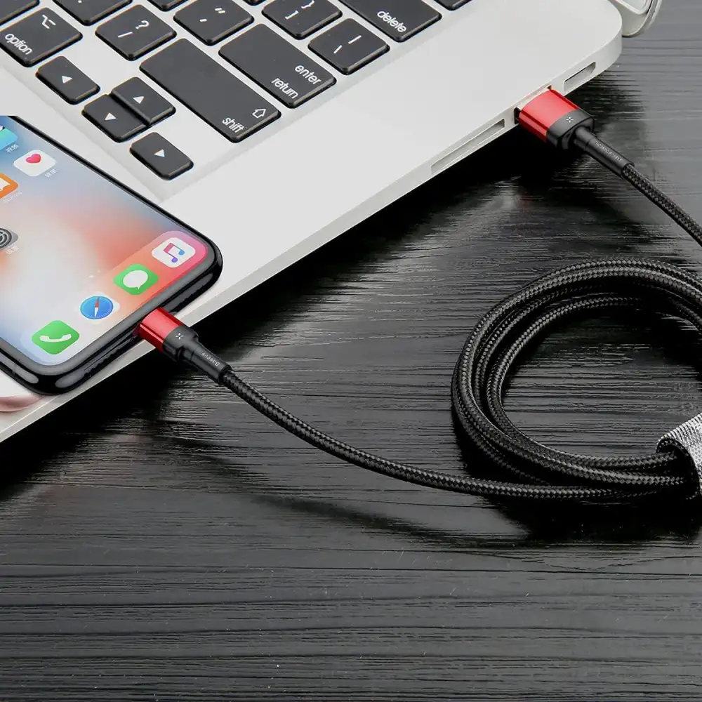 BASEUS Cafule Cable USB For iP 2.4A 1M CALKLF-G - gray-black