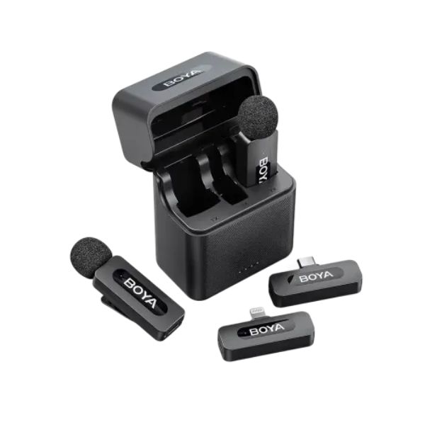 BOYA BY-V3 combo 2.4 GHz Dual-Channel Wireless Microphone (2RX, 2TX) for Android & IOS Devices