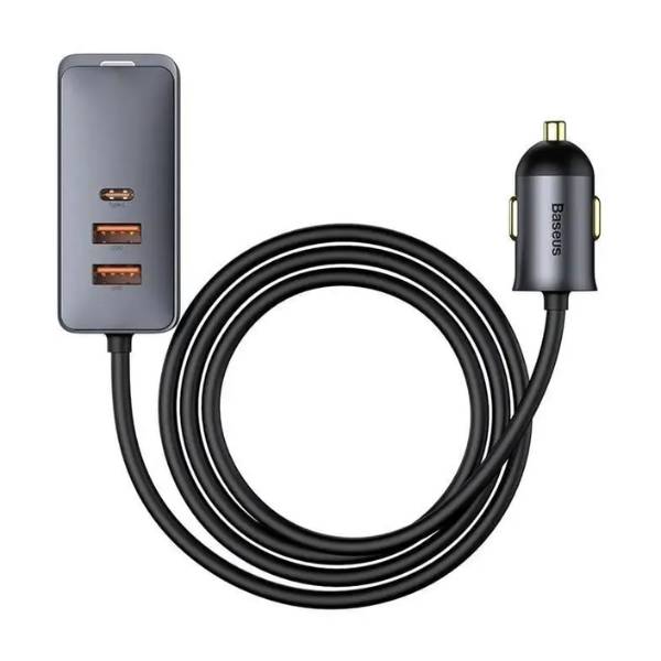 Baseus 120W Car Charger with extension cord 2x USb 2X Type-C Gray CCBT-A0G