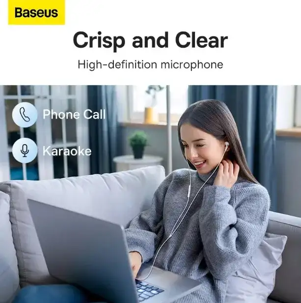 Baseus Encok H18 Wired Earphone ergonomic in-ear design