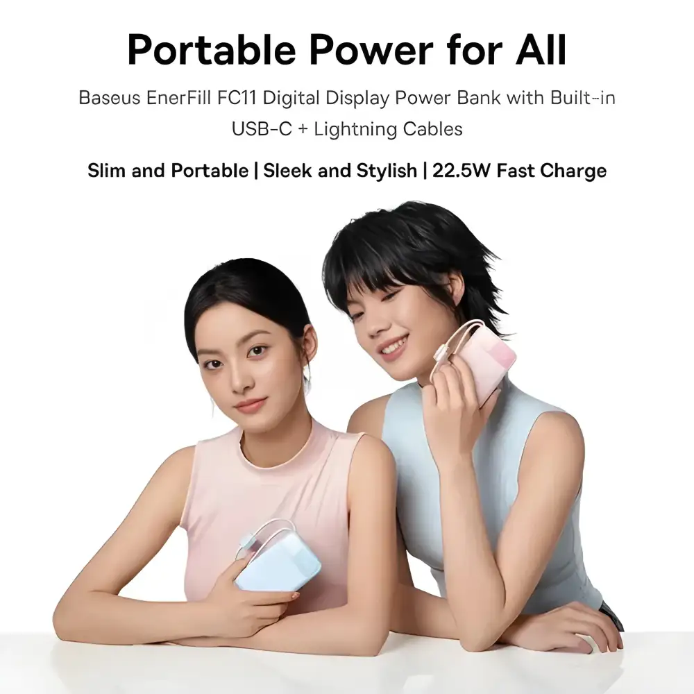 A clean studio shot of the Baseus FC11 20000mAh power bank
