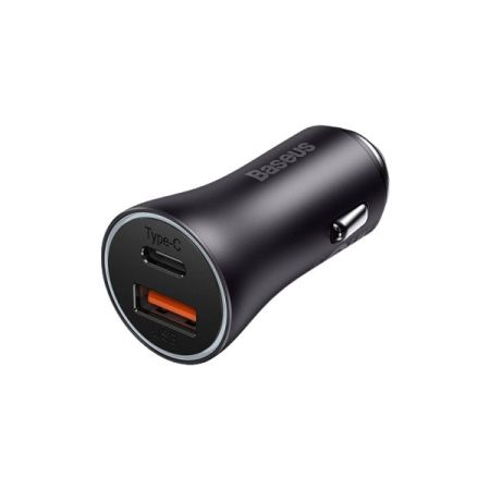 Baseus Golden Contactor Max Dual Fast Charger Car Charger U+C 60W Dark Gray