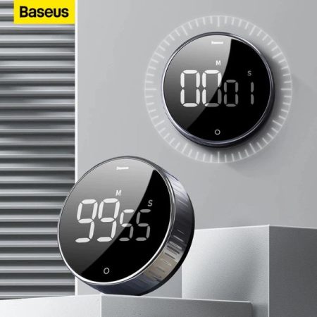 Baseus LED Digital Timer Stopwatch Alarm Clock Heyo Rotation Countdown Timer