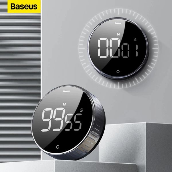 Baseus LED Digital Timer Stopwatch Alarm Clock Heyo Rotation Countdown Timer
