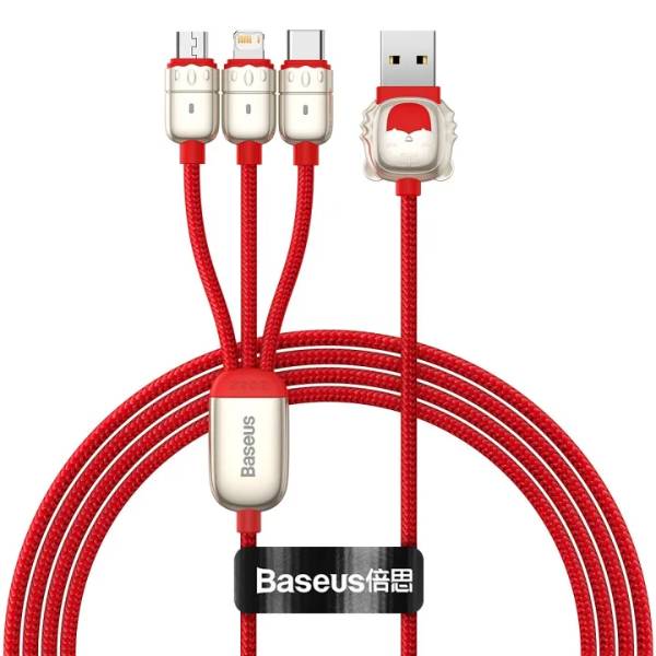 Baseus Red 3-in-1 Little Mouse Cable for iP/Type-C/Micro (CASX010009)