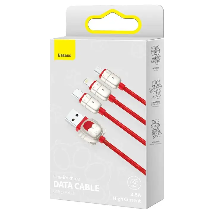 Baseus Red 3-in-1 Little Mouse Cable for iP Type-C Micro CASX010009