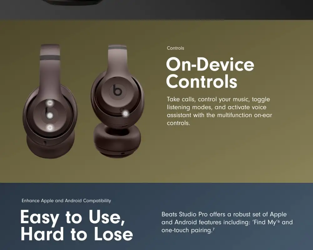Beats Studio Pro over-ear headphones for music calls and travel