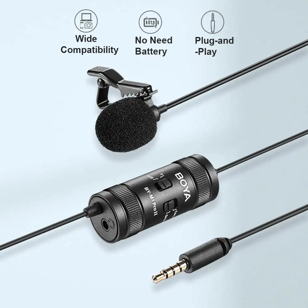 Boya BY-M1 Pro II 3.5mm lavalier mic with crisp audio