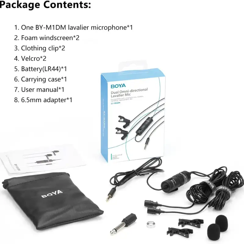 Boya BY-M1DM Dual Omni-Directional Lavalier Microphone