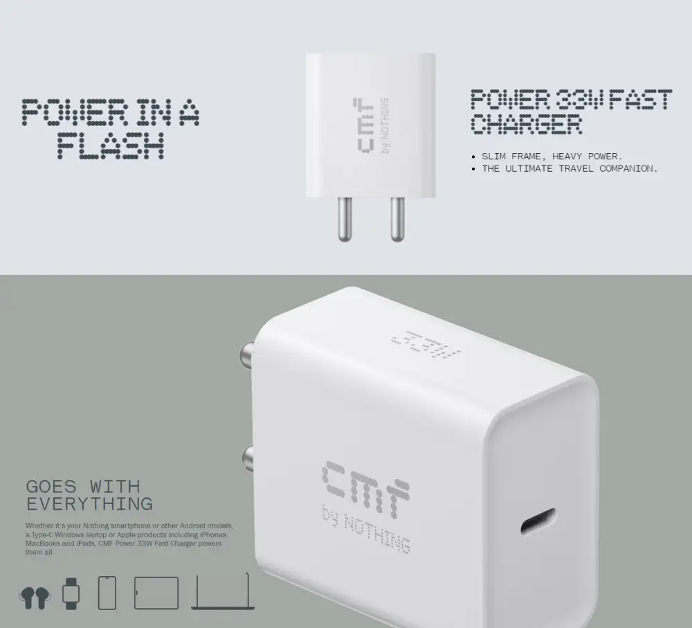 Nothing CMF 33W charging adapter with single USB-C port