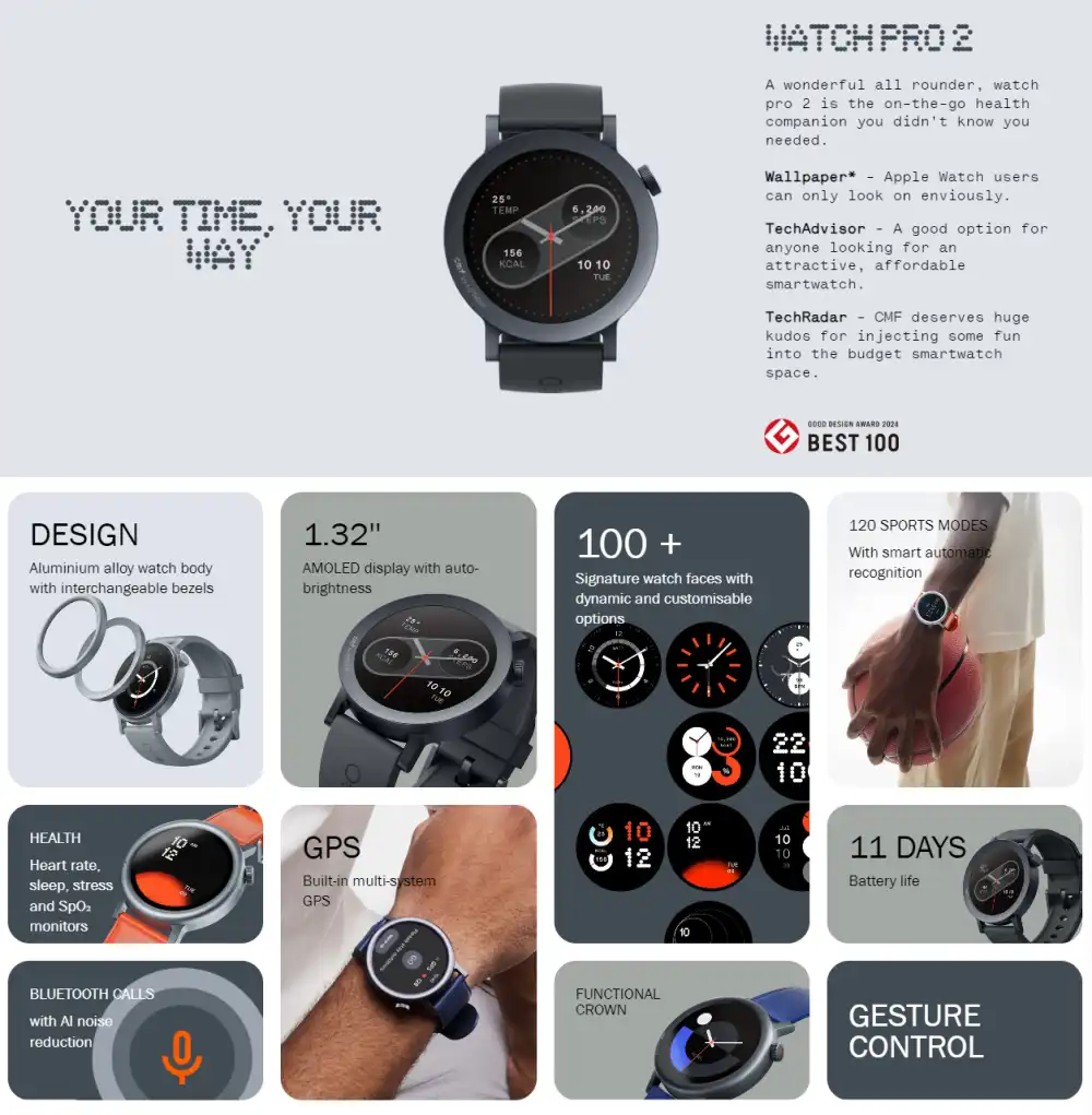 Nothing CMF Watch Pro 2 60Hz AMOLED Smartwatch in Bangladesh