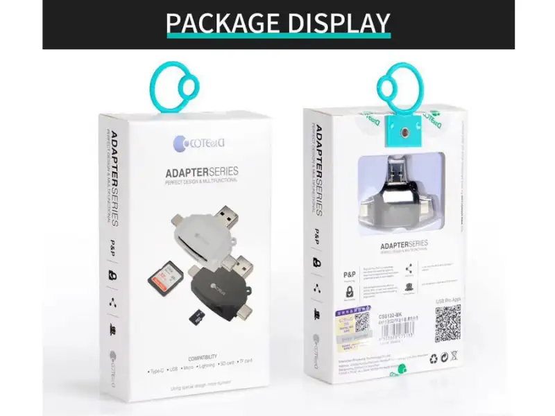 Coteetci CS5132-BK 4IN1 CARD READER(SD/TF) 
