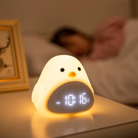 Creative Night Light Bird Pattern Mini LED Touch Alarm Clock With USB For Bedroom