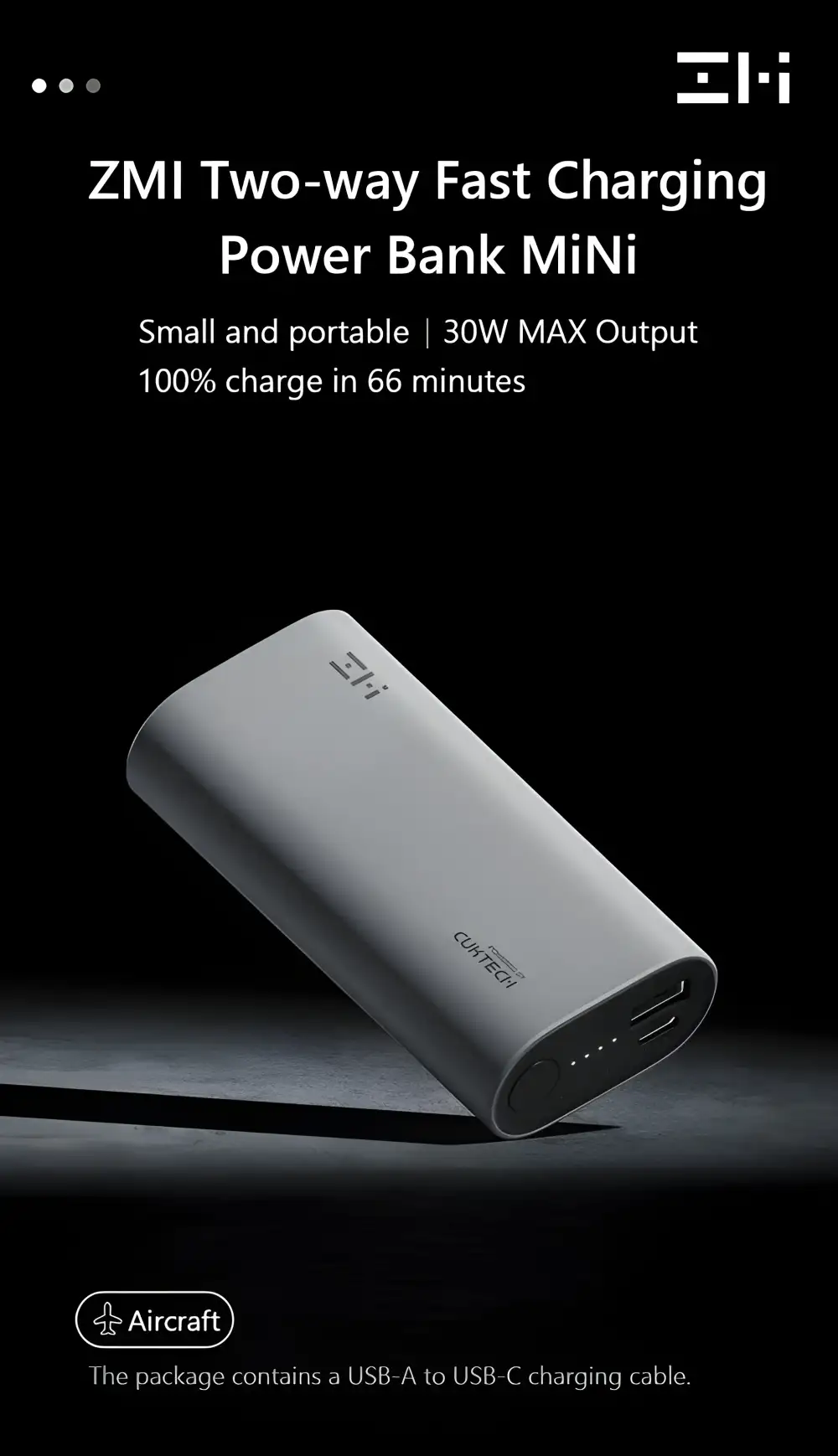 Cuktech ZMI QB818 10000mAh Mini Fast Charging Powerbank, highlighting its ultra-compact size and sleek design, perfect for any pocket in BD,